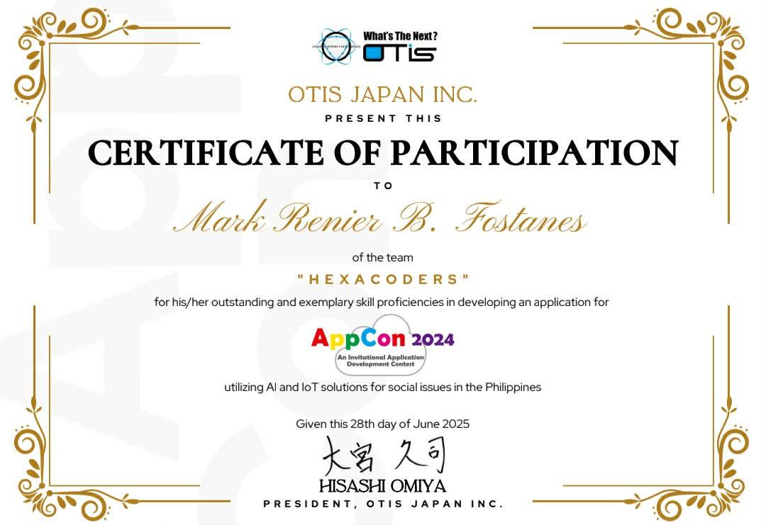 Certificate of Participation โ AppCon 2024 (Hexacoders)